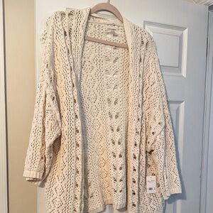 Lucky Brand Cream boho  Open-Knit Cardigan